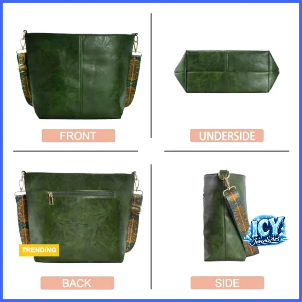 Vegan Leather Hobo Crossbody Bag with Adjustable Guitar Strap